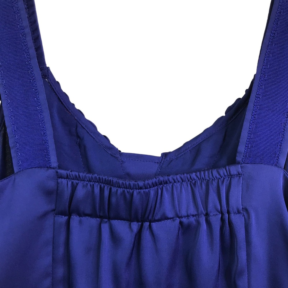 White House Black Market Women's Blouse Ruffle Sleeveless Blue Stretch Top Sz XS - Picture 7 of 10